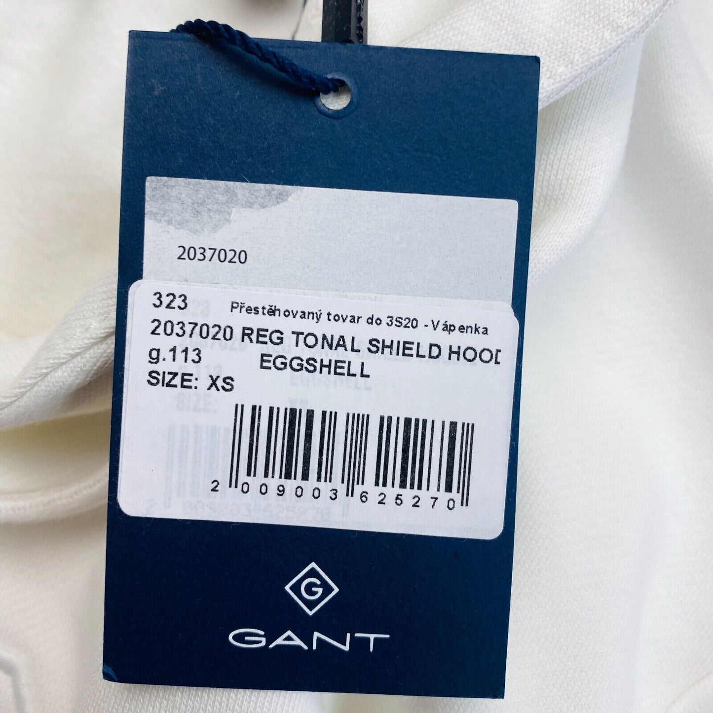 GANT White Tonal Archive Shield Hoodie Sweater Pullover Size XS