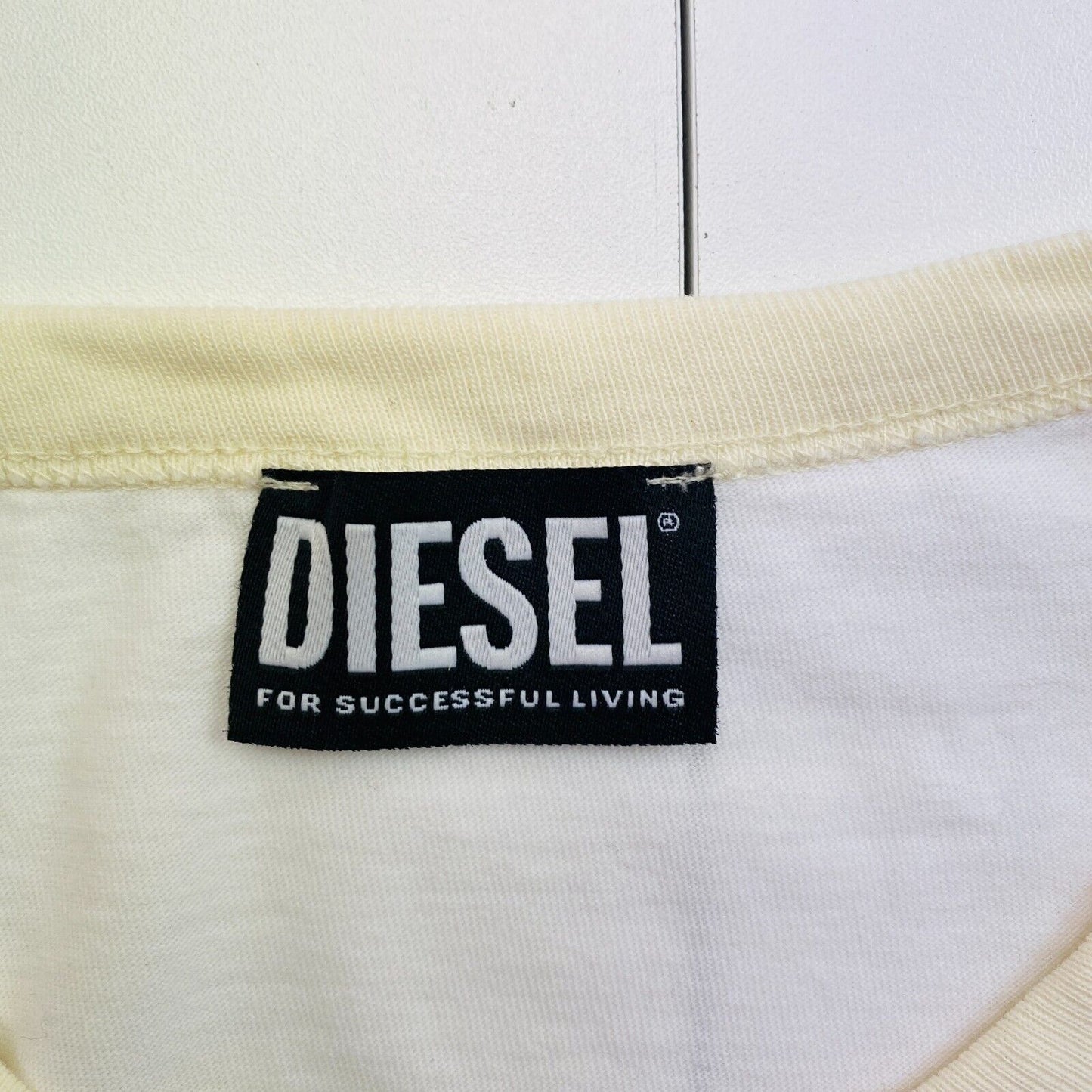 DIESEL Men White T-DIEGE Crew Neck Short Sleeve T Shirt Size L