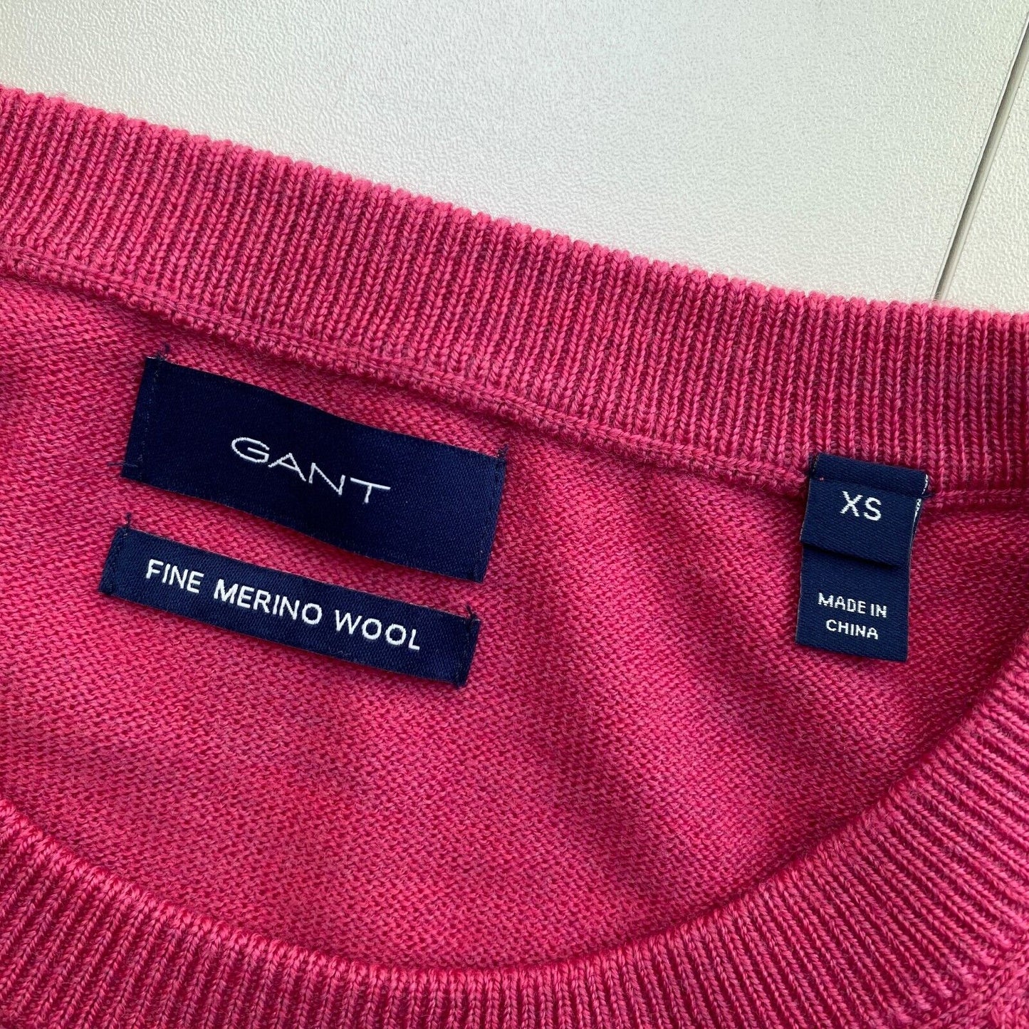 GANT Dark Pink 100% Wool LS Crew Neck Jumper Dress Size XS