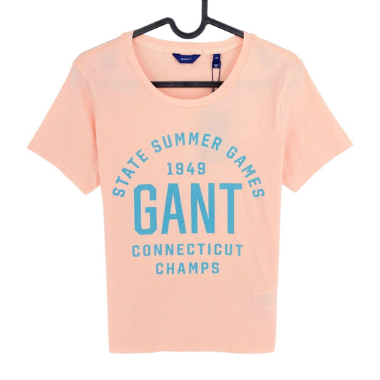 GANT T-shirt à col rond graphique d'été rose clair taille XS