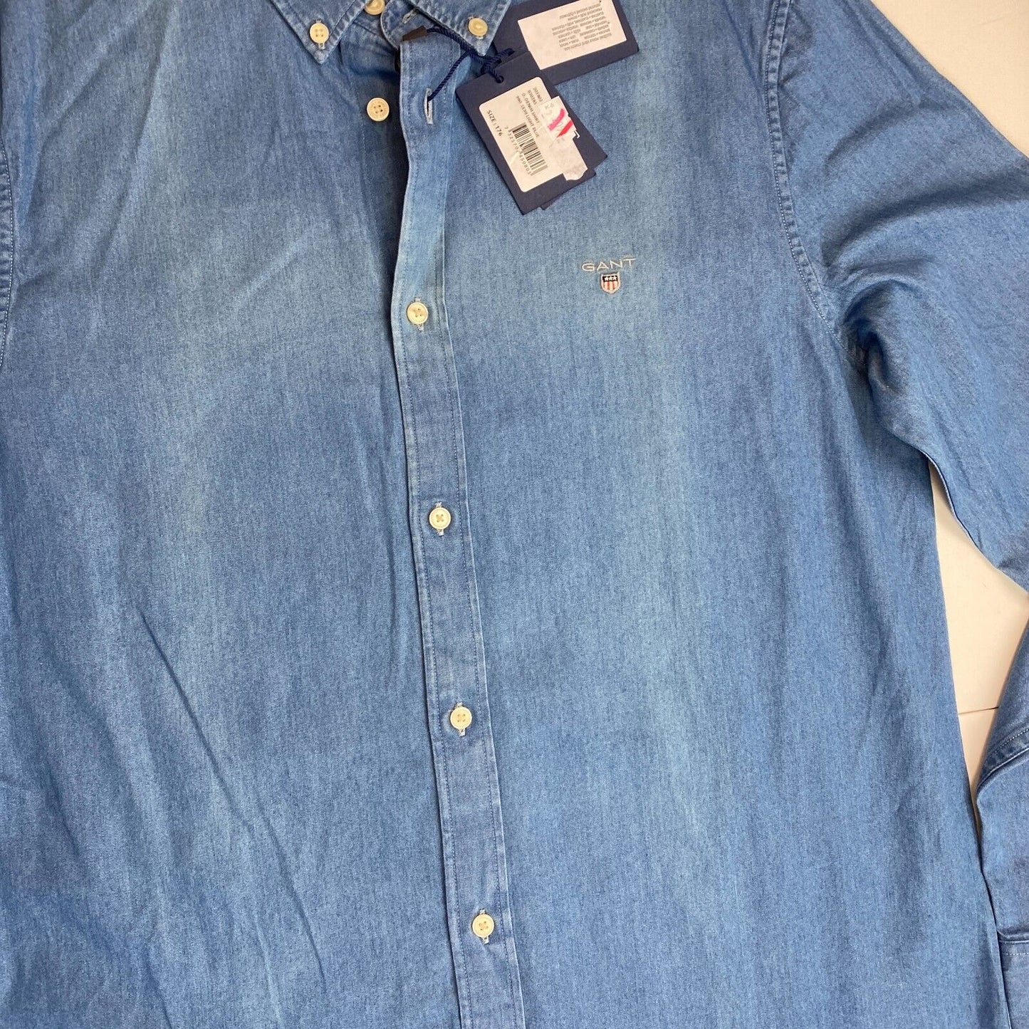 GANT Boys Blue Denim Long Sleeves Shirt Size 11-12 Years 146/152 cm