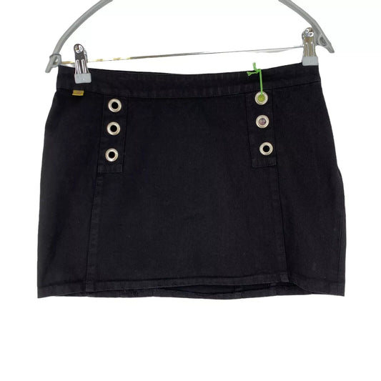 YES LONDON Black Regular Fit Retro Denim Mini Skirt EUR 40 W28