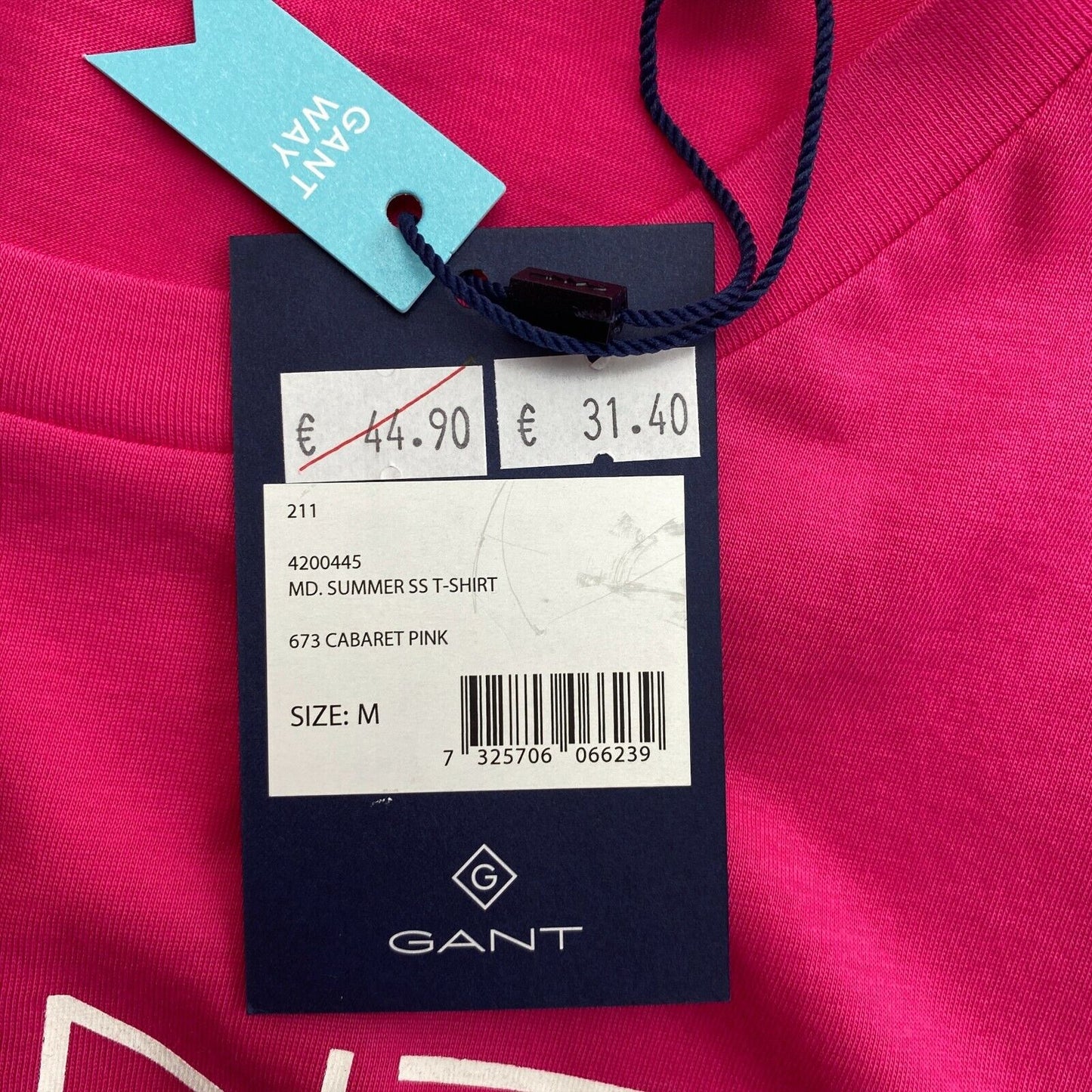 GANT Pink Summer Crew Neck T Shirt Size M