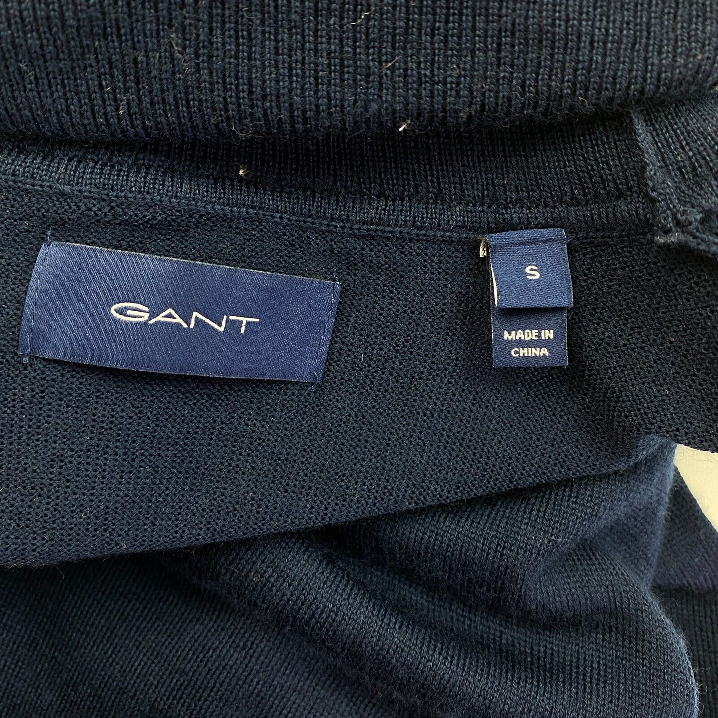 GANT Bleu foncé 100% Laine Pull à col roulé Taille S