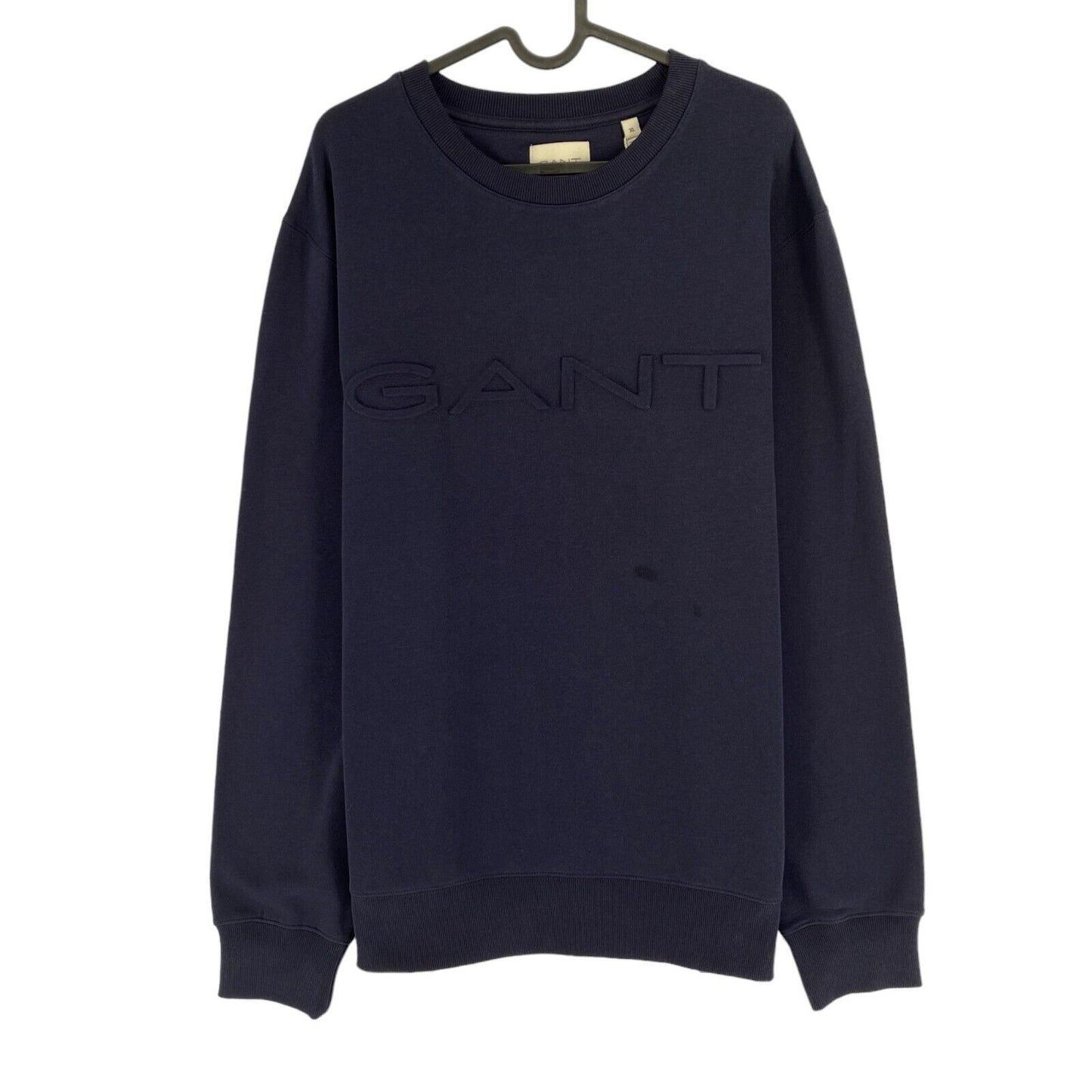 GANT Navy Blue Embossed Logo Crew Neck Sweater Pullover Jumper Size XL