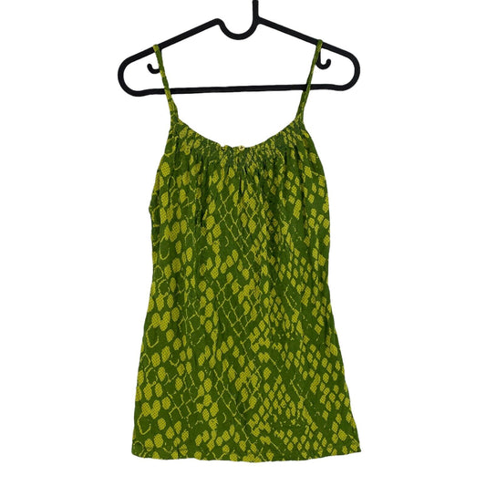 ESPRIT Animal Print Green Cotton Blend Sleeveless Jersey Tank Top Size XXS 2XS