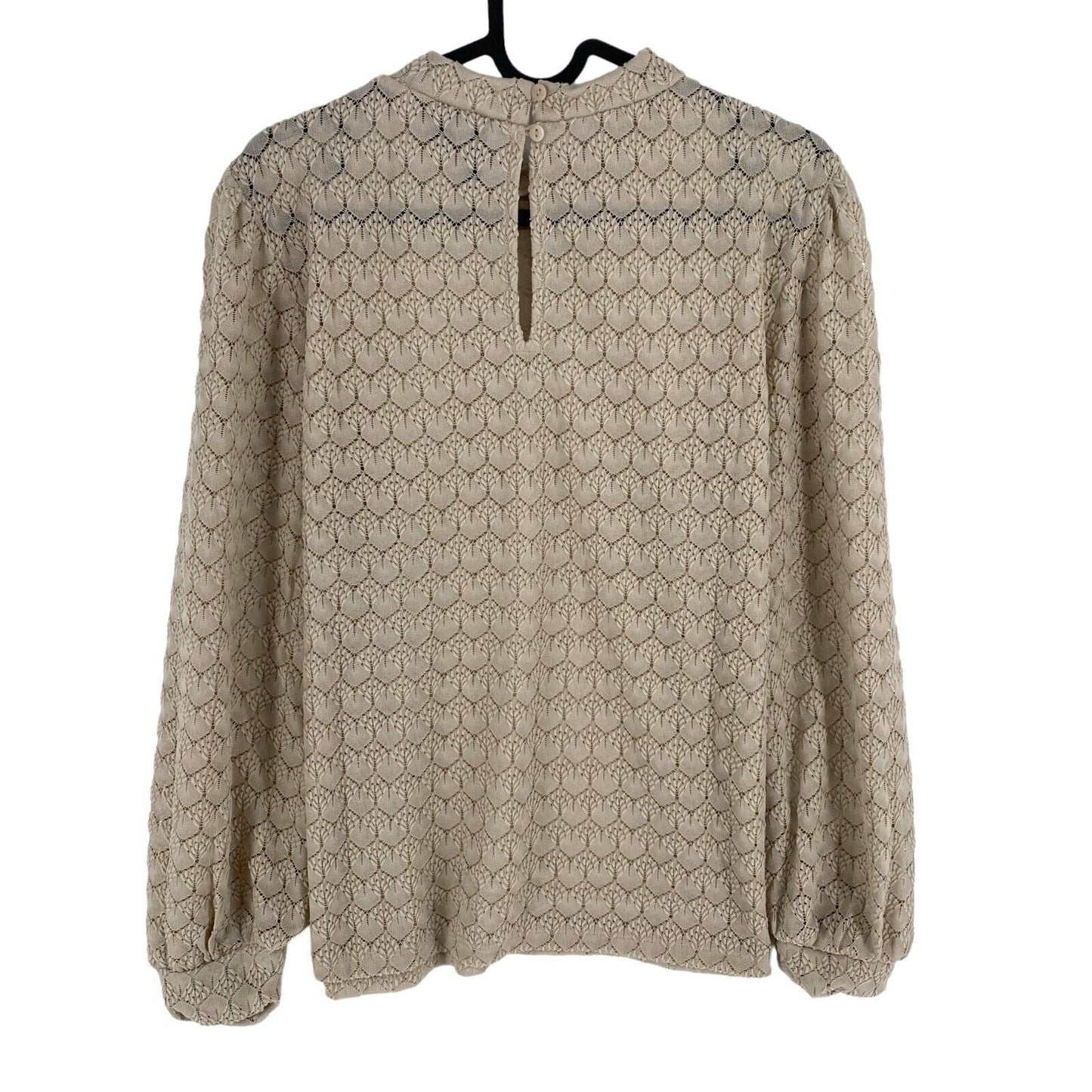 VERO MODA Women Dark Beige BECCA High Neck Lace Long Sleeves Top Size L