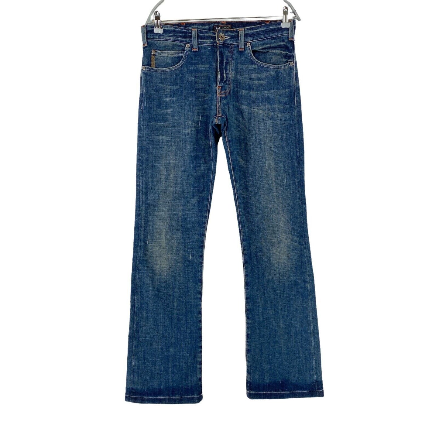 Armani Jeans 006, bequeme Bootcut-Jeans im Used-Look, Blau, Größe W31 L34