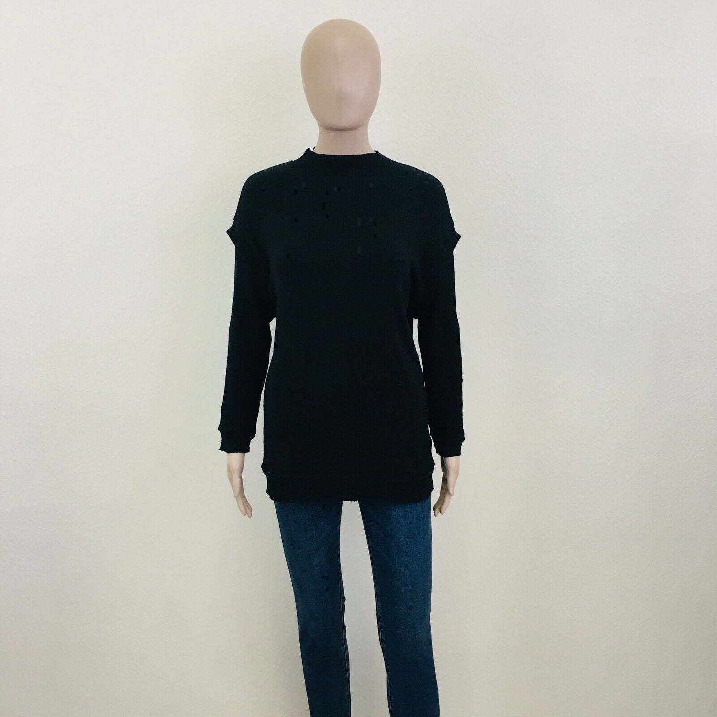 ZARA Black Cotton Blend Jumper Sweater Size M