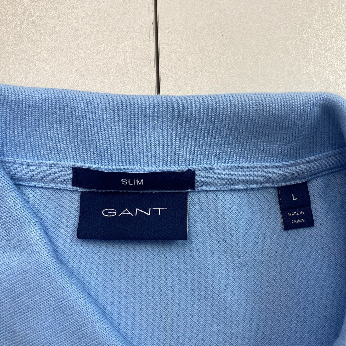 GANT Men Blue Original Pique Slim Fit Short Sleeves Polo Shirt Size L