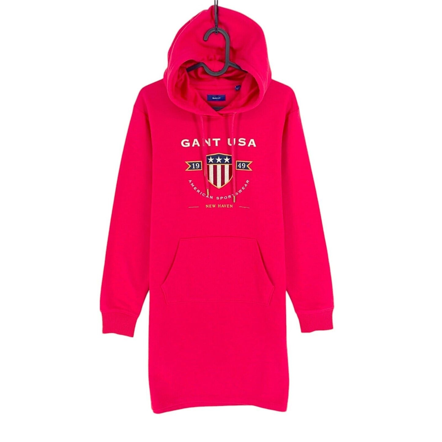 GANT Women Pink Banner Shield Hoodie Jumper Dress Size M