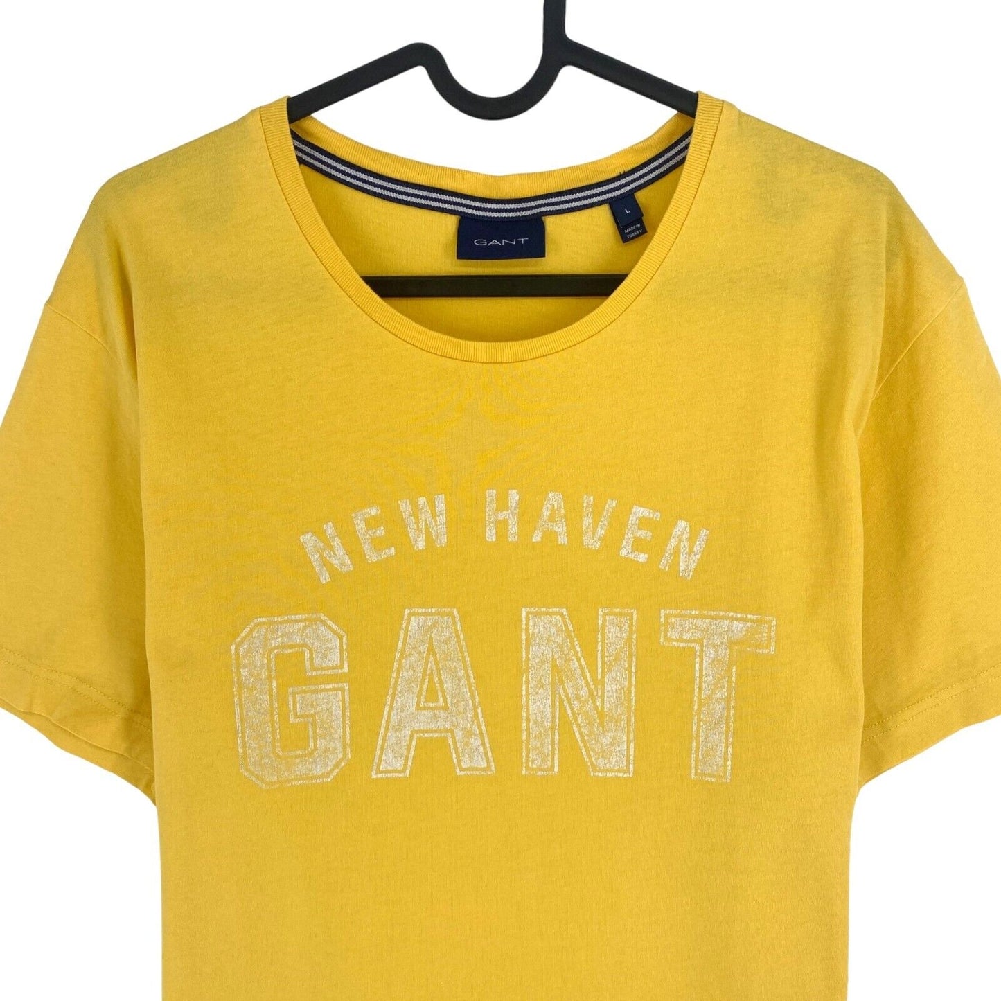 GANT Men Yellow Logo Crew Neck Short Sleeve T Shirt Size L