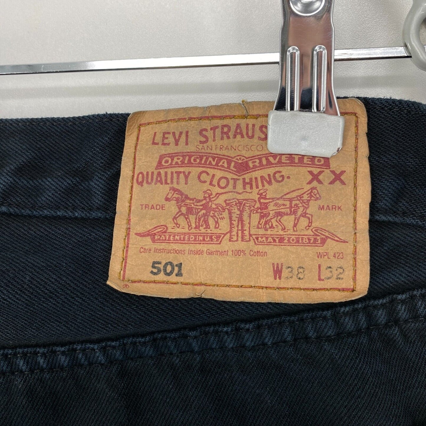 Vintage Levi's 501 Black Original Regular Straight Fit Jeans W38 L32