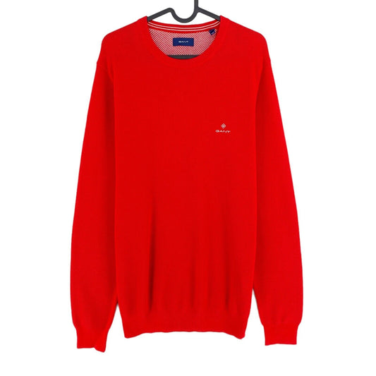 GANT Red Cotton Pique Crew Neck Jumper Sweater Size S