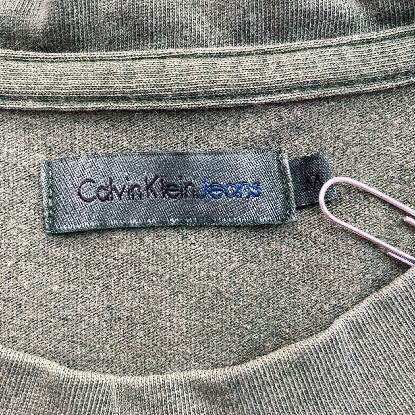 CALVIN KLEIN JEANS Dunkelgrünes T-Shirt mit Rundhalsausschnitt, kurzes Top, Größe M