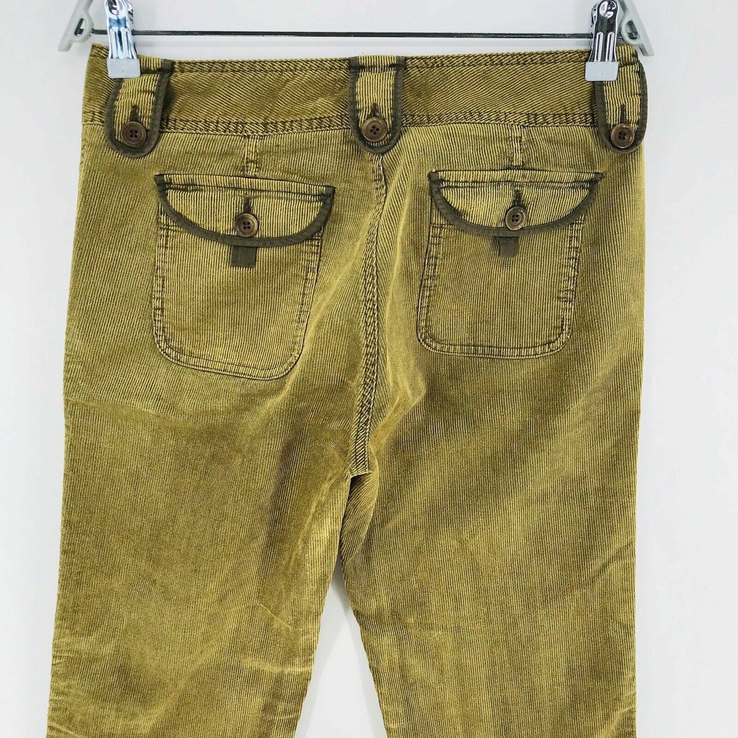 €155 GANT Women Green Regular Straight Fit Corduroy Trousers 36 W29 / 38 W30