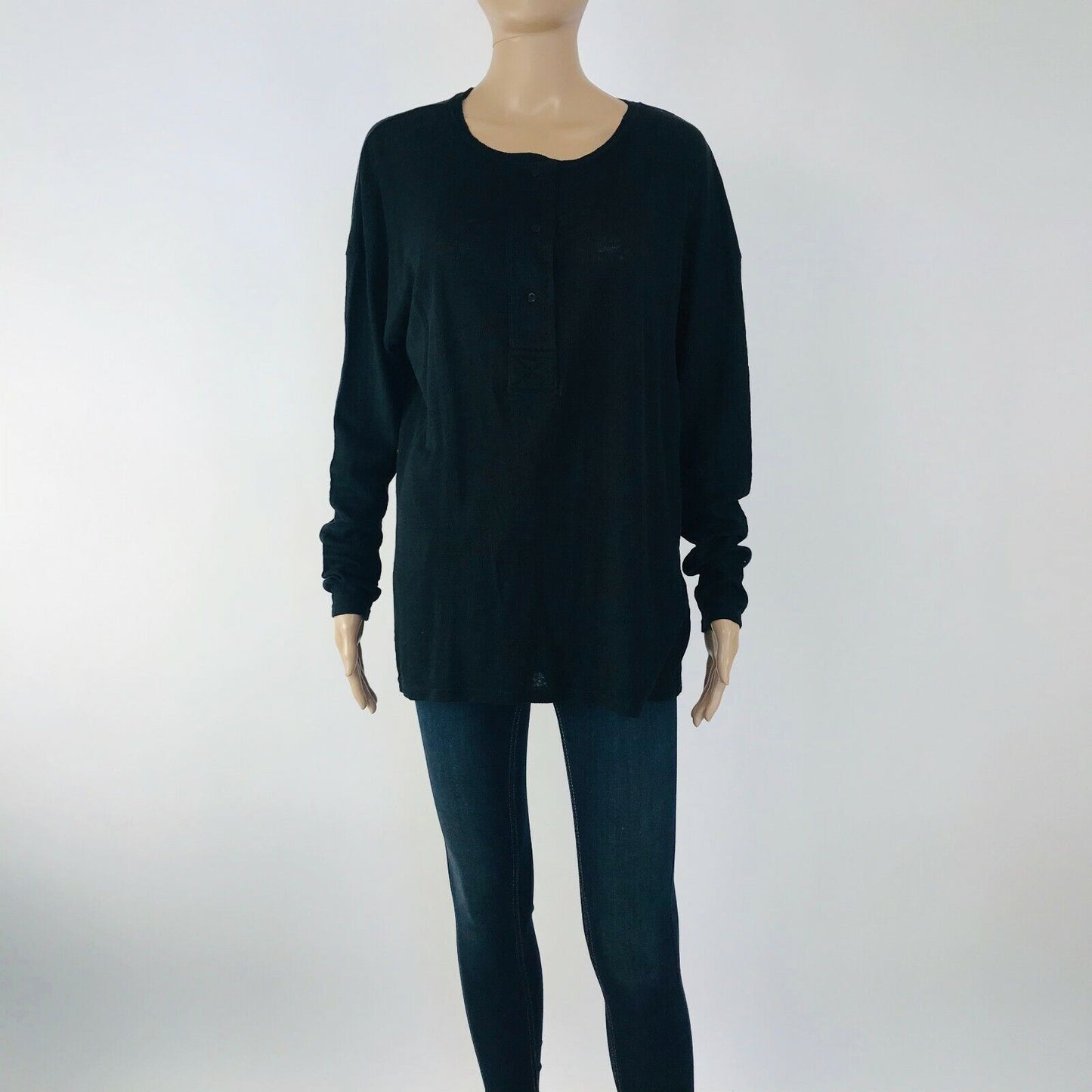 ZARA W&B Collection Women's 100% Linen Black Blouse Top Size M