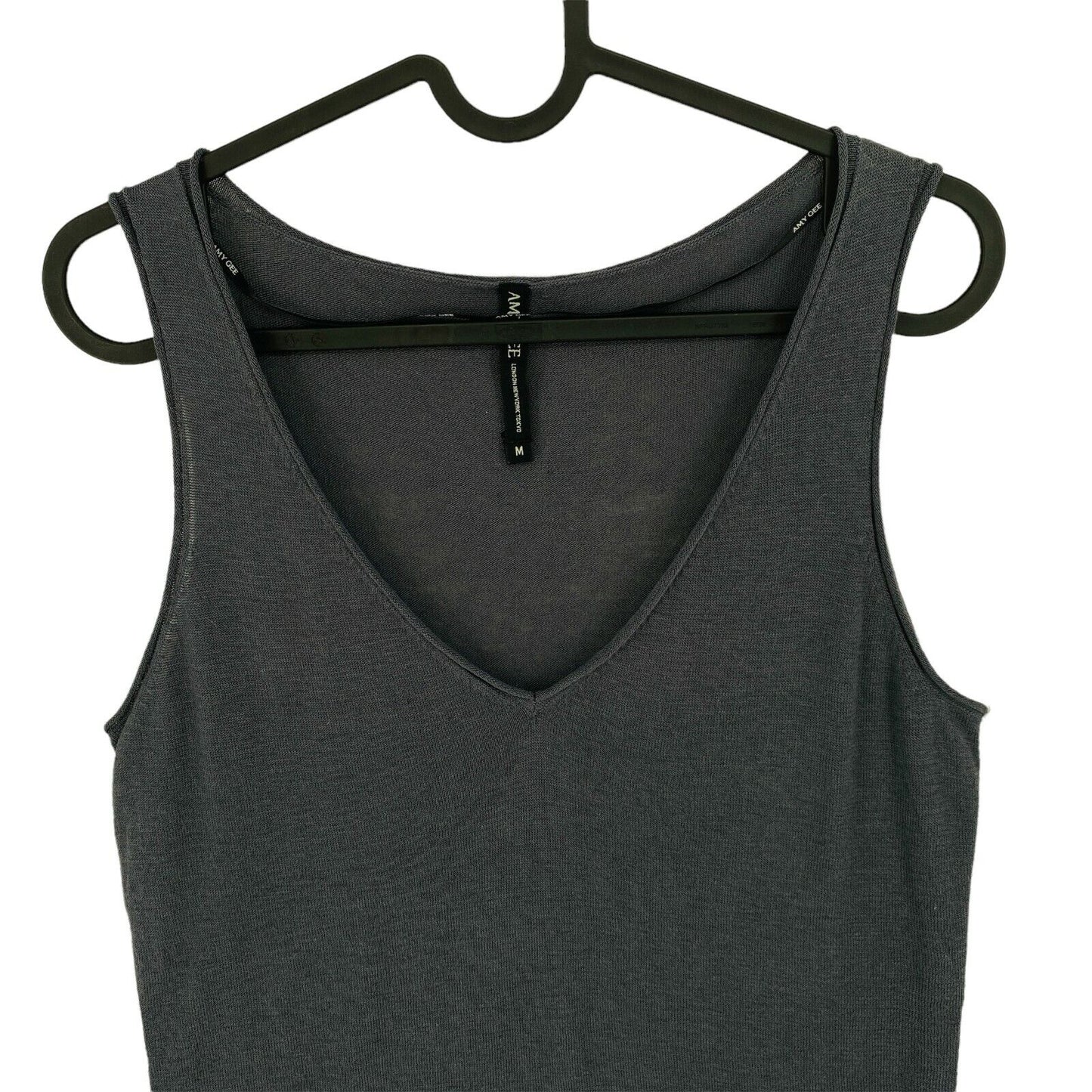 AMY GEE Dark Grey V Neck Tank Top Size M