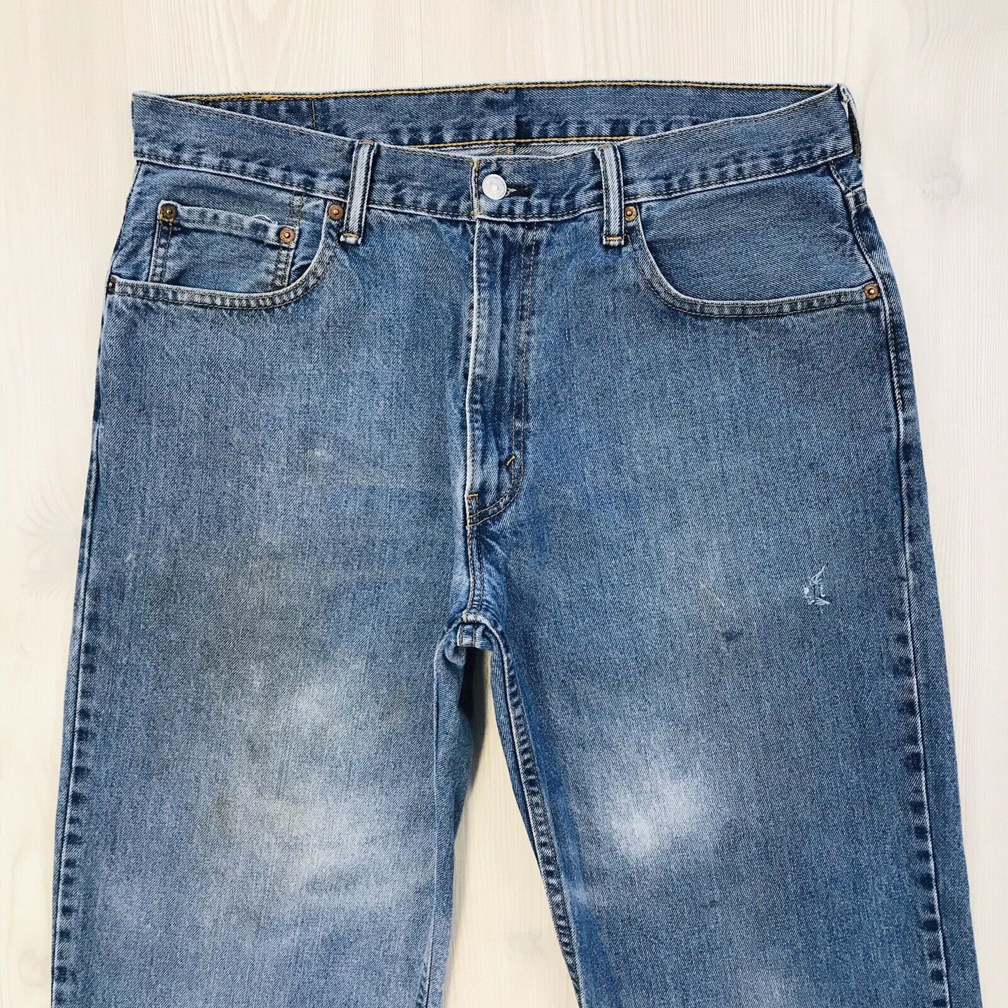 Levi's 550 Blue Relaxed Straight Fit Distressed Jeans Size W36 L32