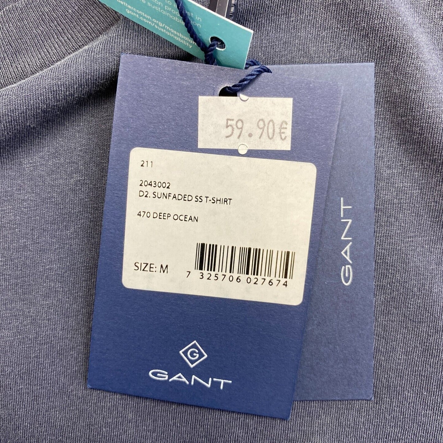 GANT Dark Blue Sun Faded Crew Neck T-Shirt Size M