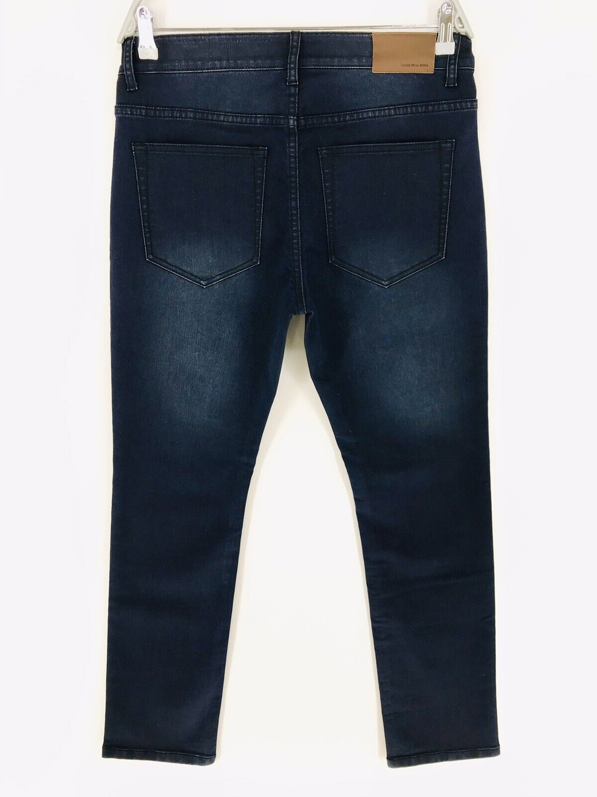 OSCAR DE LA RENTA ALEX Dark Blue Low Rise Stretch Slim Fit Jeans W32 L34