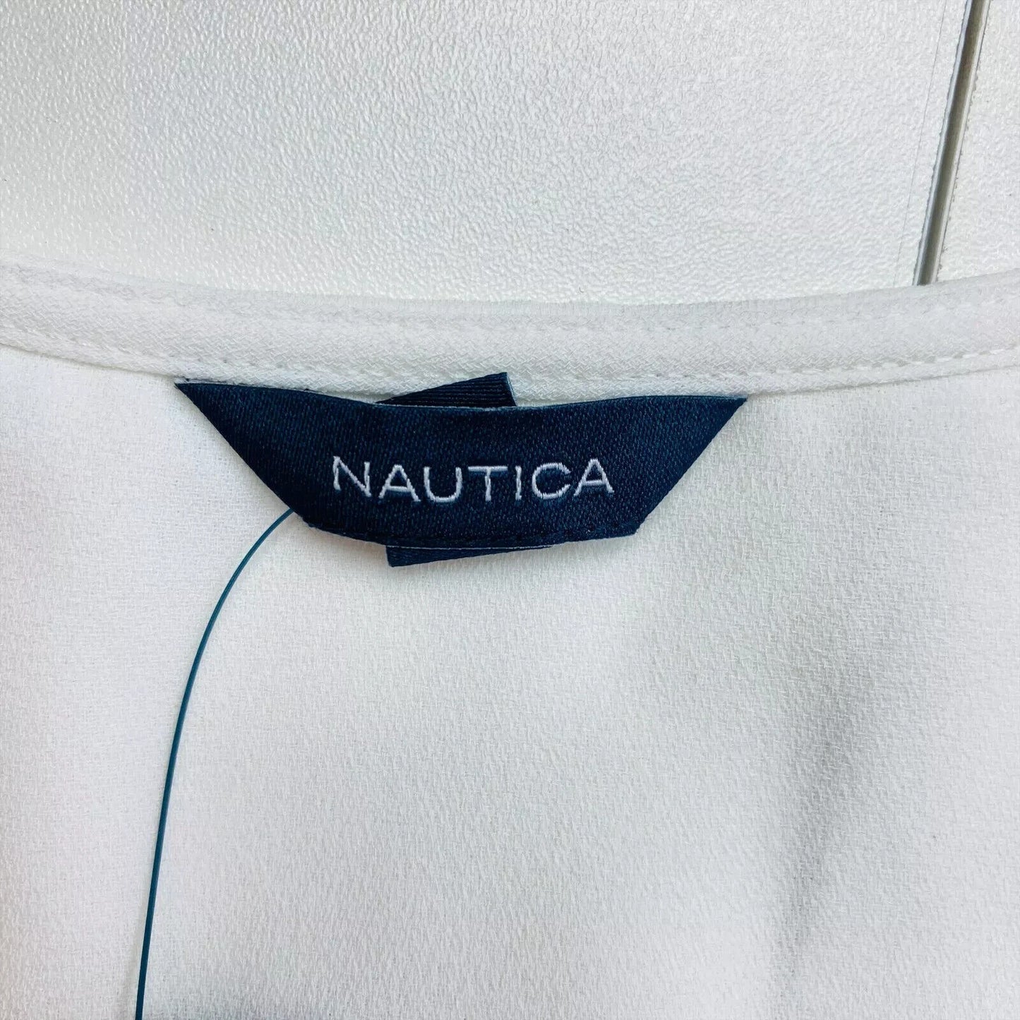 NAUTICA Women White Short Sleeves V Neck Blouse T Shirt Top Size S