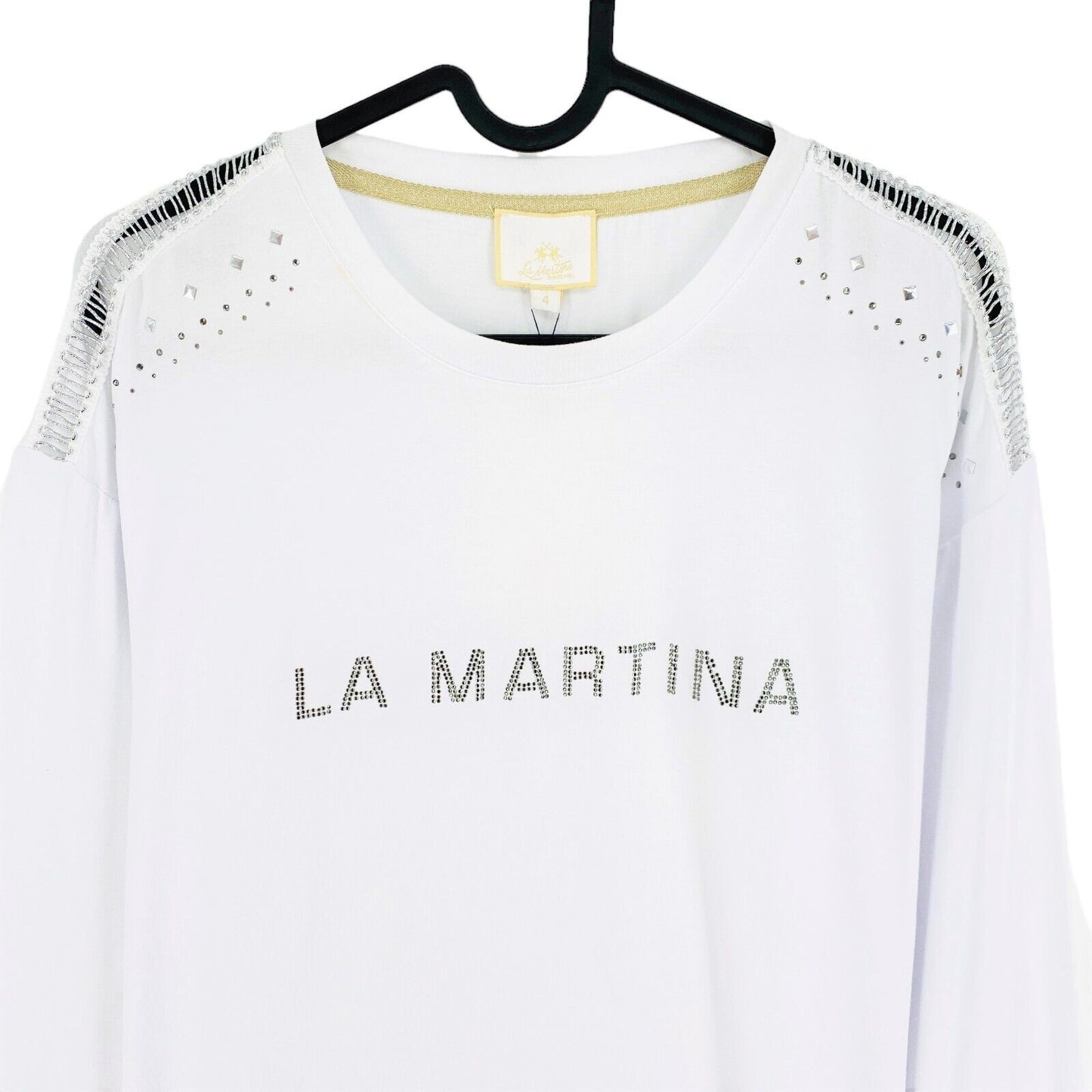 LA MARTINA White Logo Crew Neck T Shirt Size 4 / L