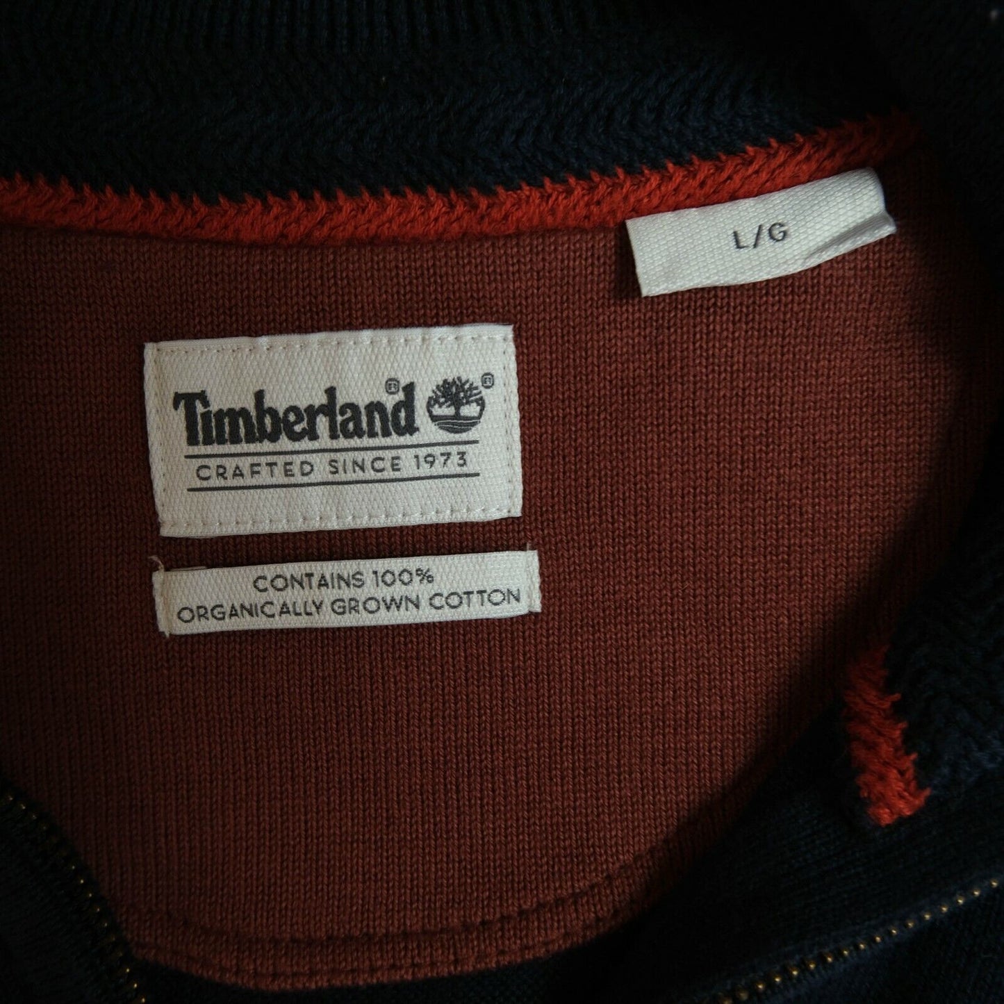 Timberland Blue Zip Neck 100% Cotton Sweater Pullover Size L