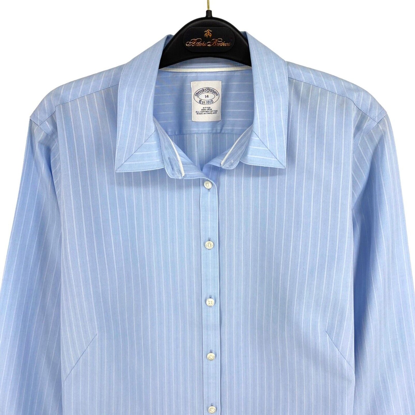 Brooks Brothers Blue Striped Fitted Cotton Shirt Size EU 42 UK 16 US 14