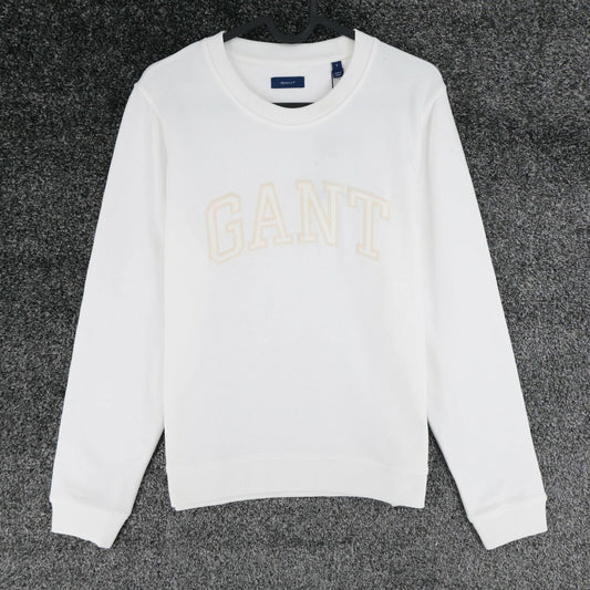 GANT White Big Logo Crew Neck Sweater Jumper Size S