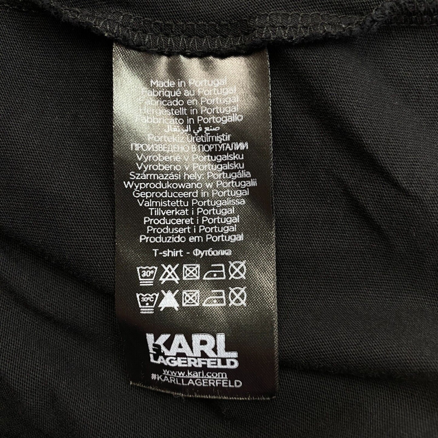 Karl Lagerfeld Noir Ikonik Karl Crew Neck T Shirt Taille XS