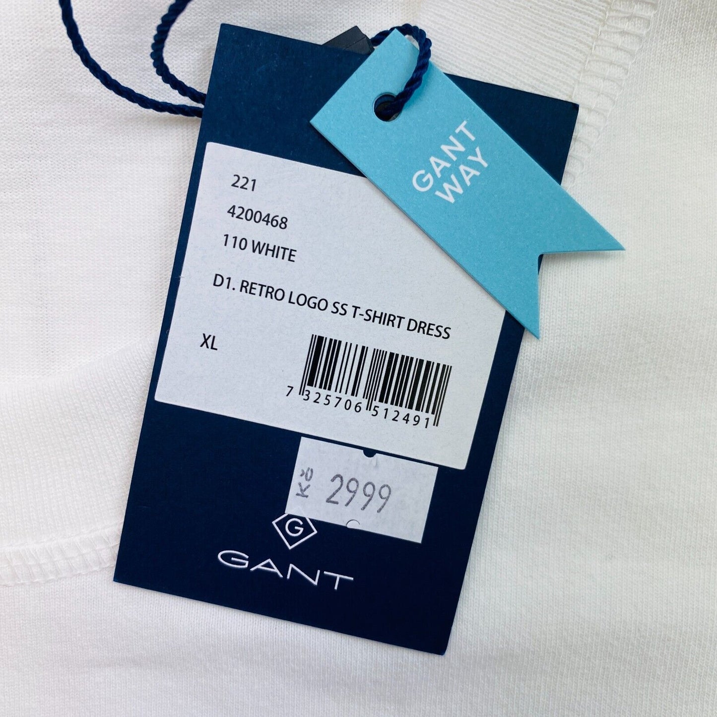 GANT White Retro Logo Short Sleeves T Shirt Dress Size XL