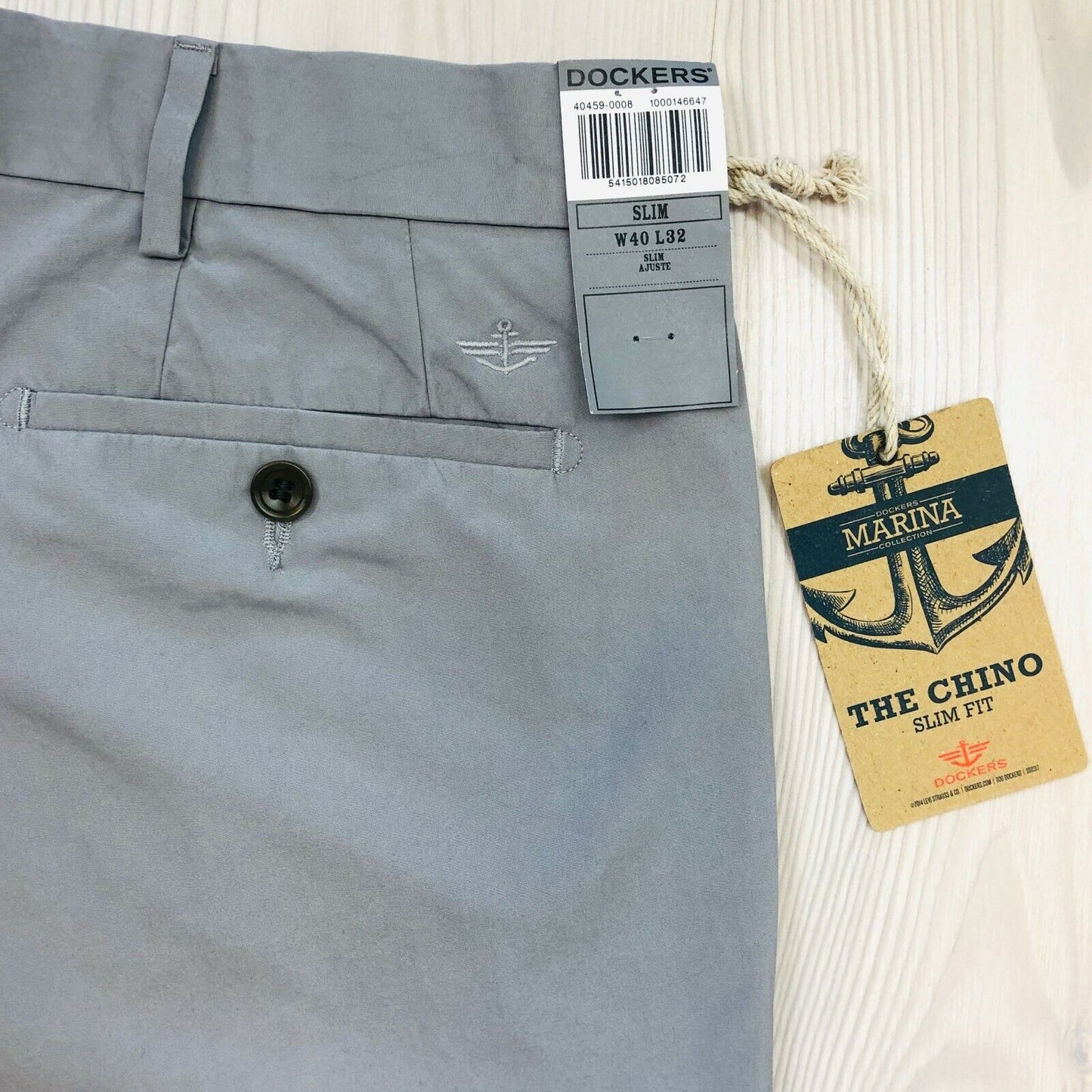 DOCKERS Marina Collection The Chino Slim Flyweight Graue Hose W40 L32