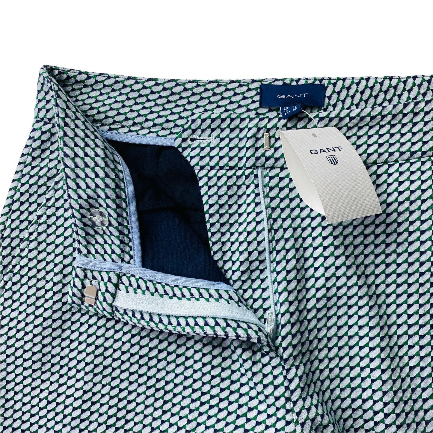 GANT Women White Multicoloured Check Slim Fit Trousers EUR 40 UK 12 US 10 W31