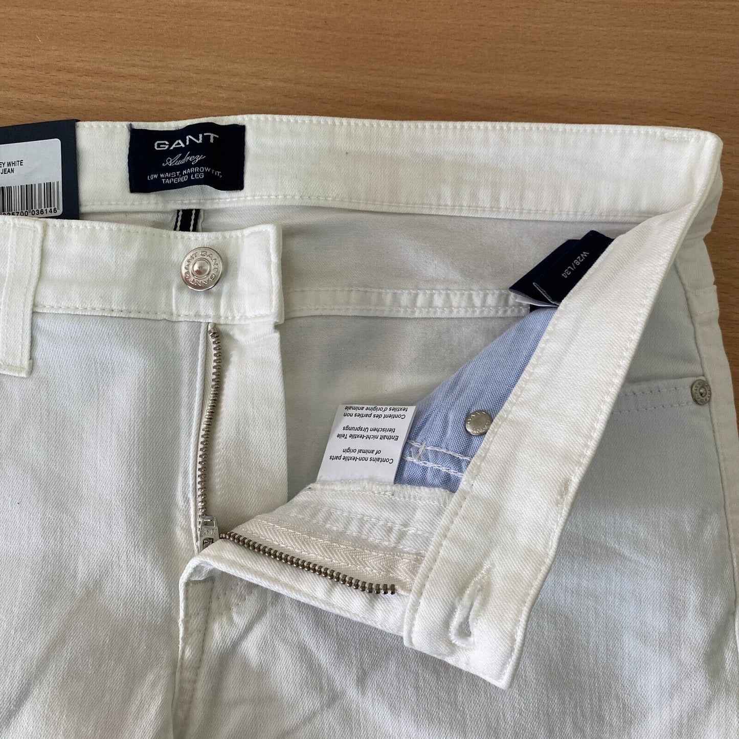 GANT AUDREY Women White Slim Tapered Fit Jeans Size W28 L34