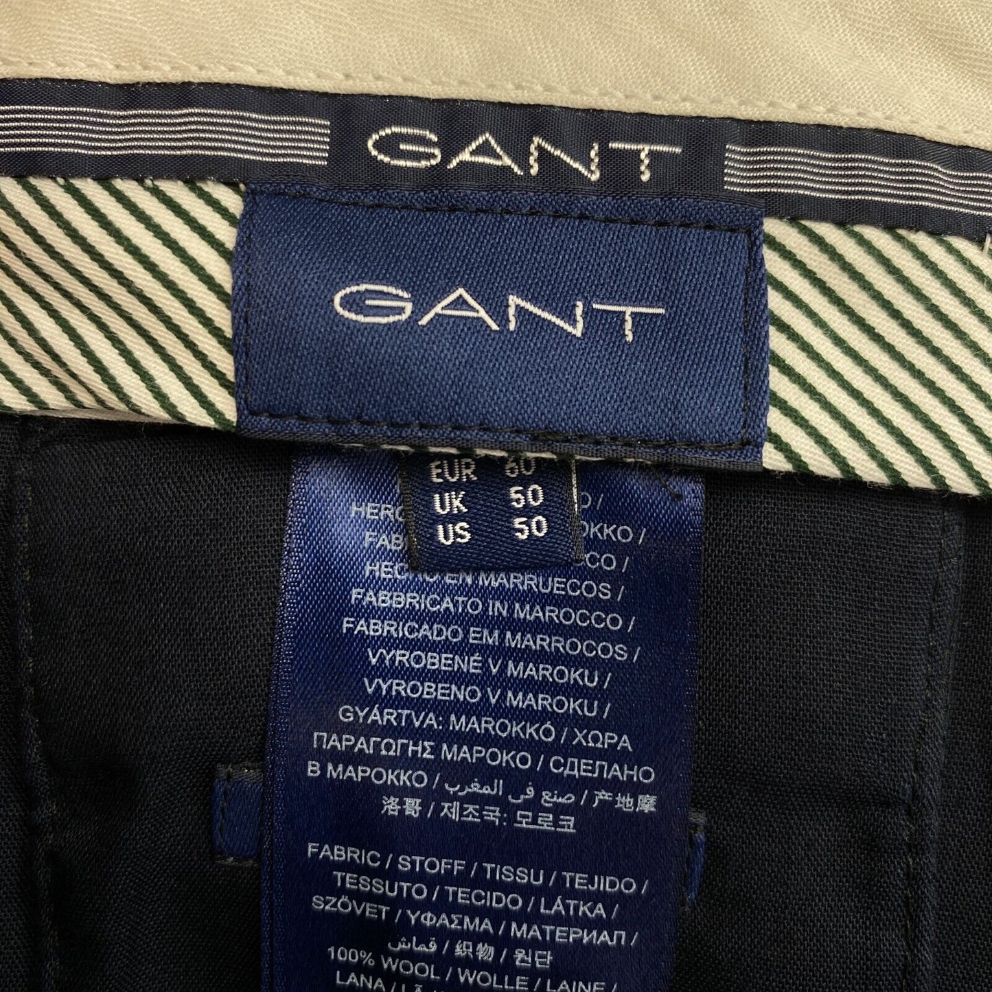 GANT Navy Blue 100% Wool Slim Dress Pants Trousers Size EU 60 UK/US 50