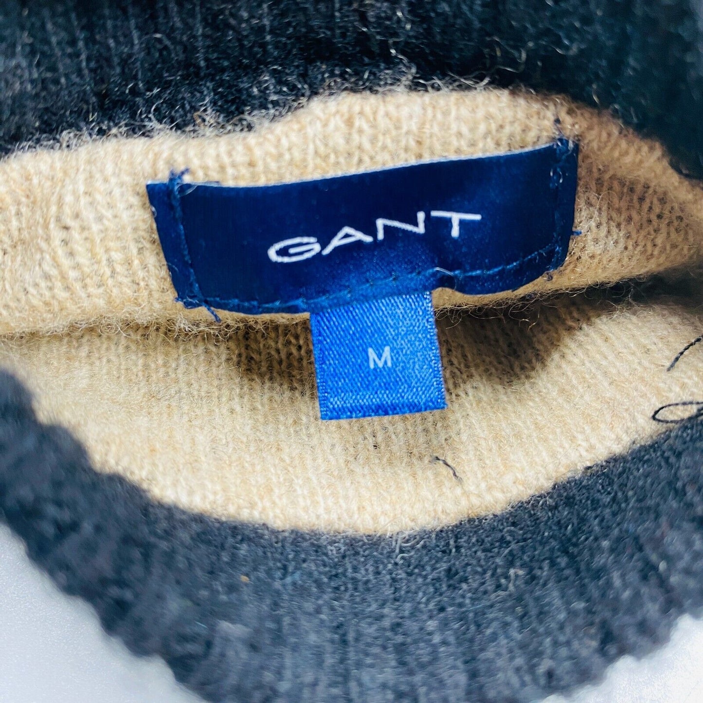 GANT Mens Black Leather Cashmere Wool Blend Lining Warm Gloves Size M