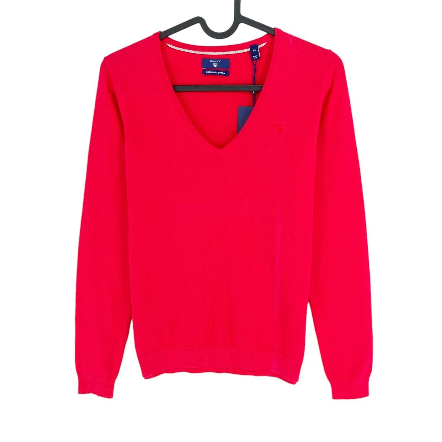 GANT Rouge Coton Léger Col V Pull Pull Pull Taille XS