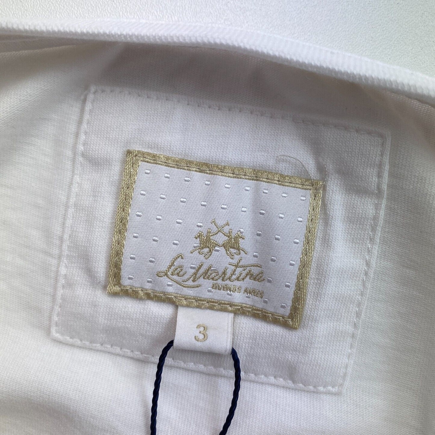 LA MARTINA White Long Sleeves Cotton Jersey Boat Neck T Shirt Size 3 / M