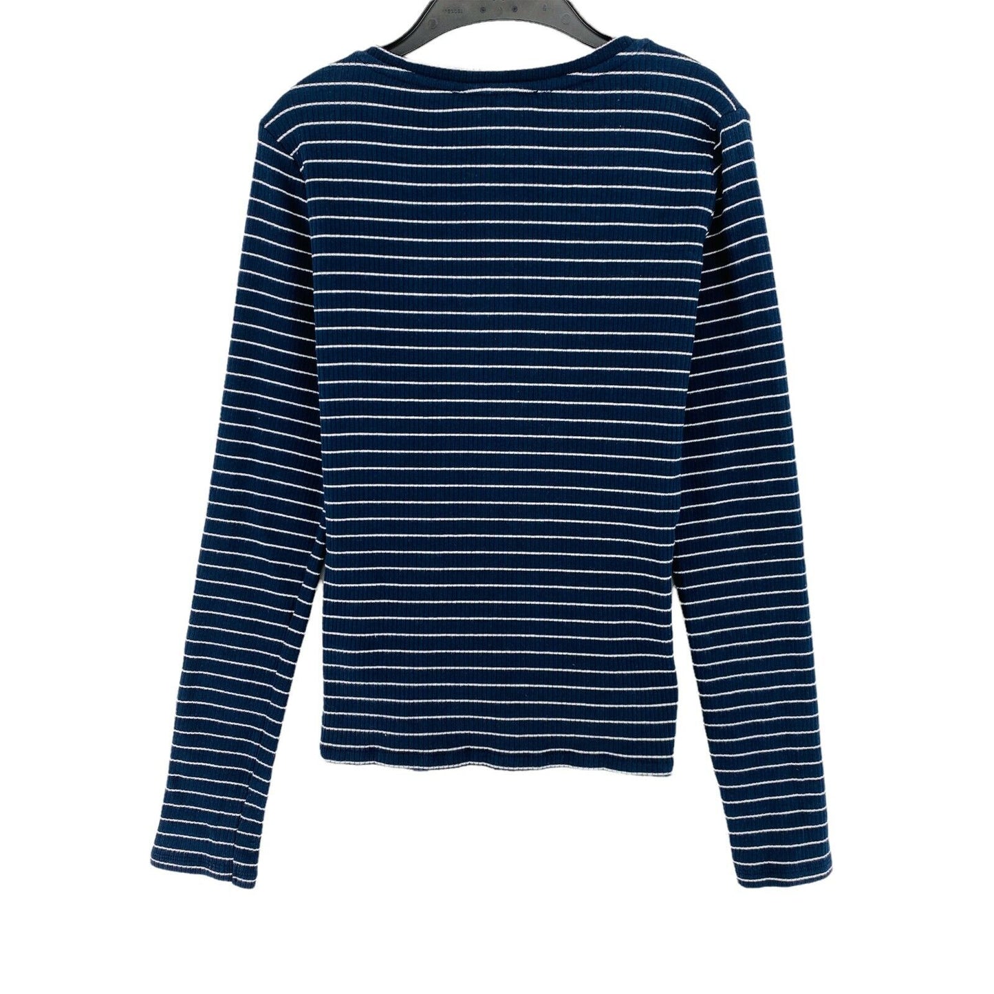 BERSHKA Navy Blue Crew Neck Striped Sweater Jumper Size S