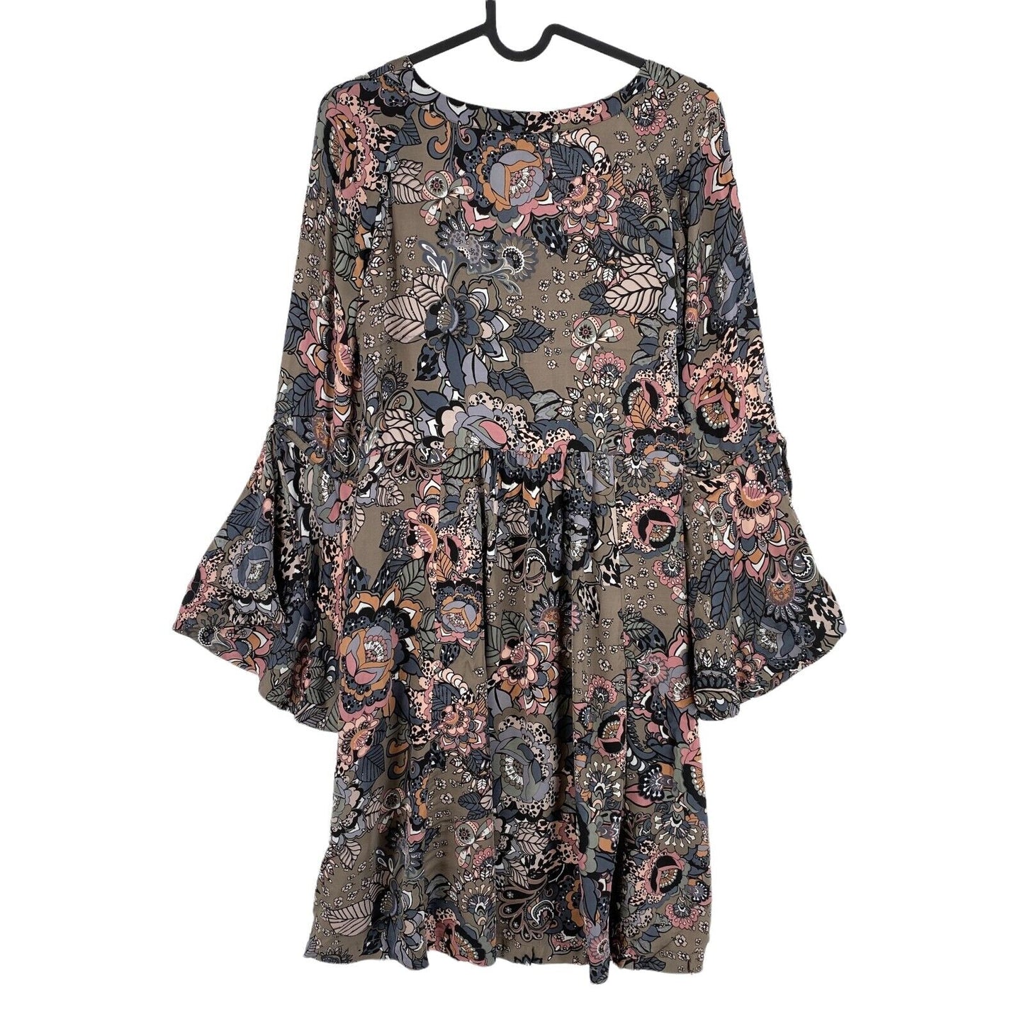 ODD MOLLY Brown Floral Print Extravaganca Long Sleeves Dress Size 1 / S