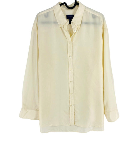 GANT Women Beige Silk Long Sleeves Shirt Size EU 42 UK 14 US 12