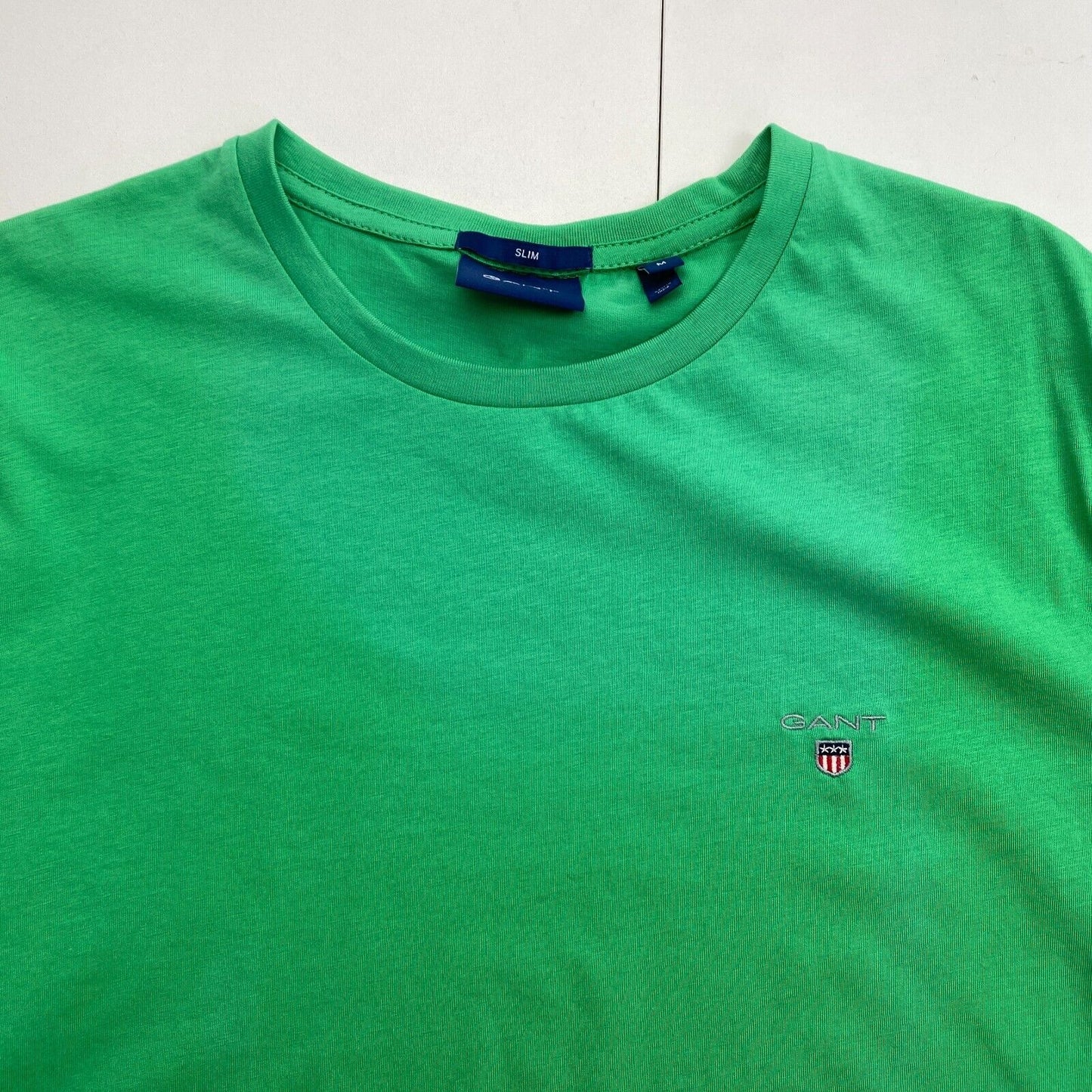 GANT Men Green Original Slim Fit Crew Neck Short Sleeves T Shirt Size M