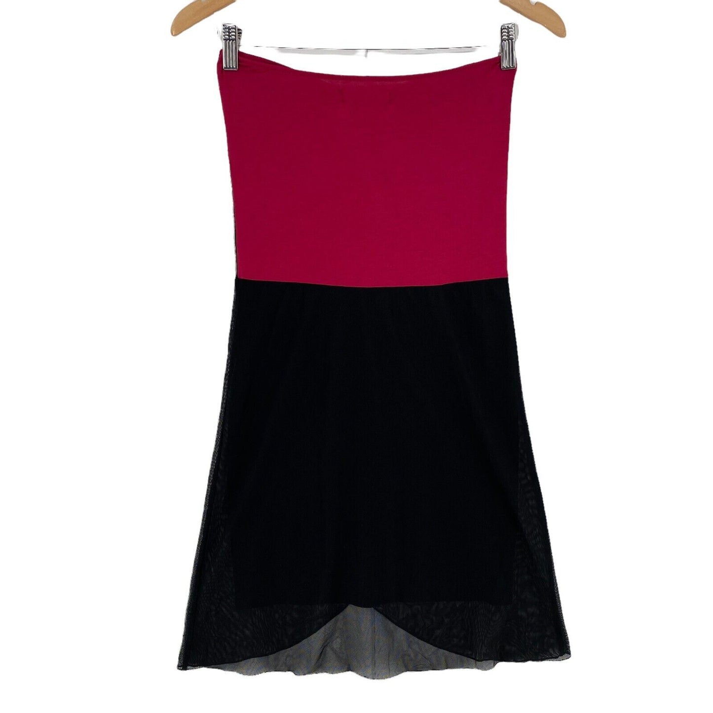 EVEN & ODD Dark Red Black Sleeveless Strapless Jersey Shift Dress Size S