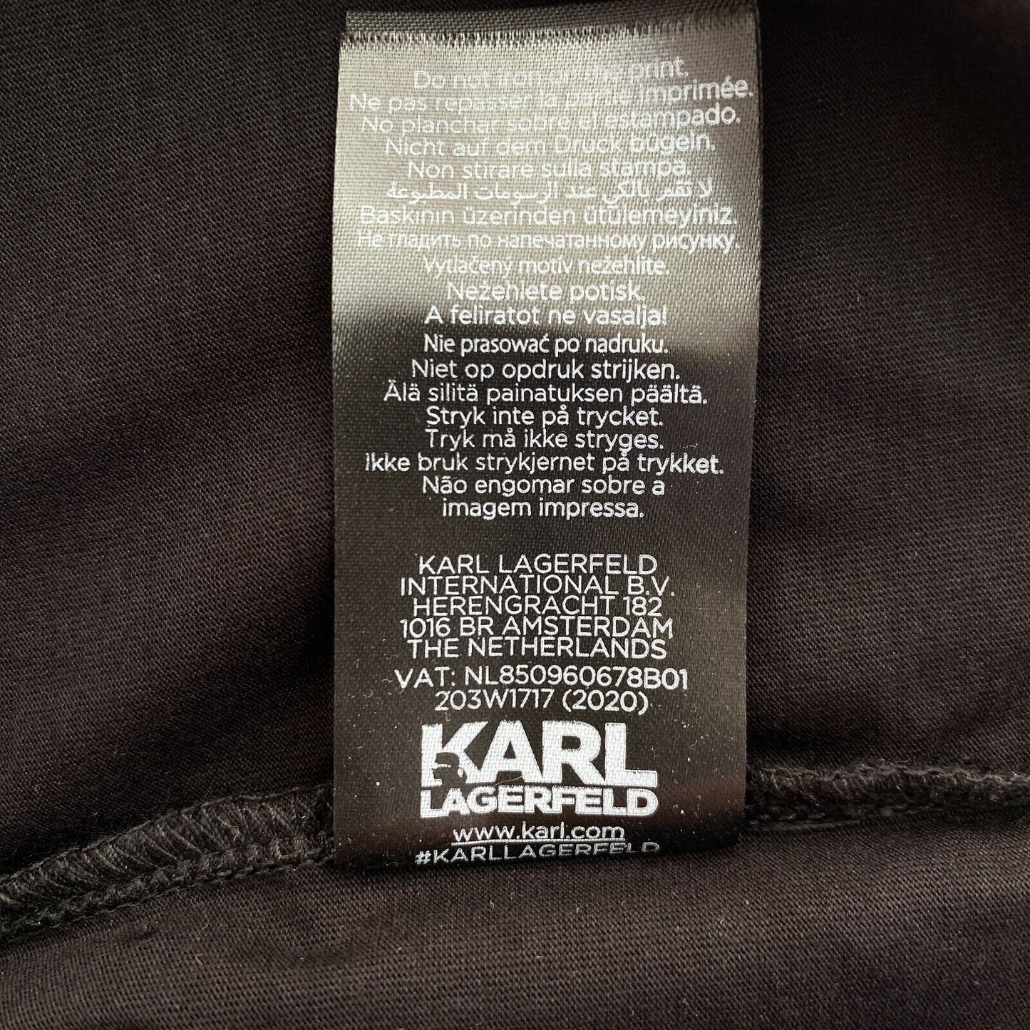 Karl Lagerfeld T-Shirt mit Rundhalsausschnitt, Bouclé, Karl Head, Schwarz, Größe XS