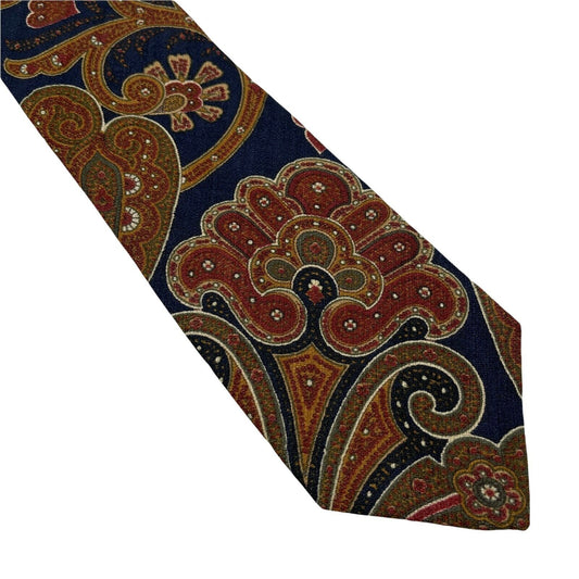 Vintage GANT Blue Brown Ornament 100% Silk Tie