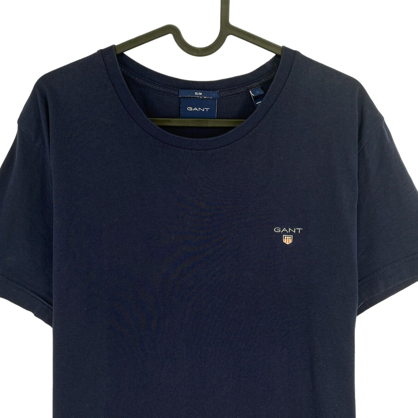 GANT Marineblaues Original Slim Fit T-Shirt mit Rundhalsausschnitt, Größe L