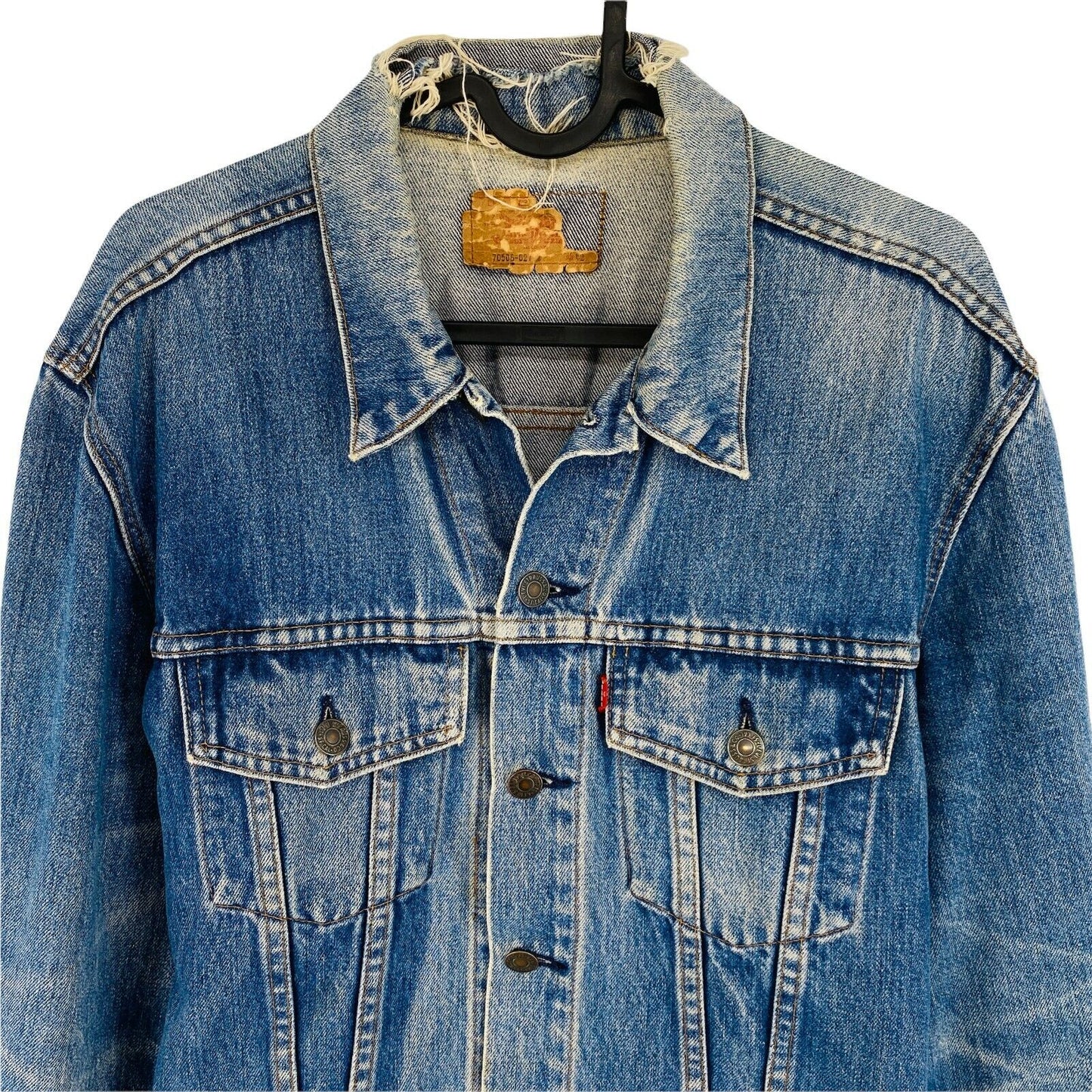 Levi's Blue Vintage Denim Jeans Distressed Jacket Size 42