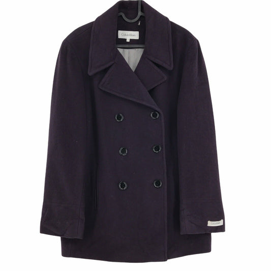 CALVIN KLEIN Dark Purple Over Coat Jacket Size EU 42 UK 14 US 12