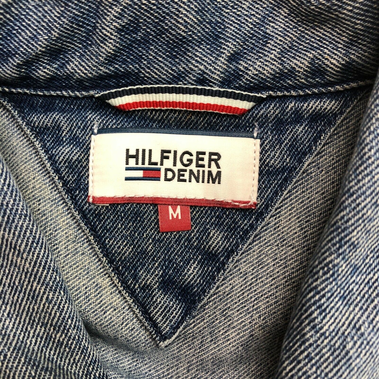 TOMMY HILFIGER Bleu Denim Biker Jacket Manteau Taille M